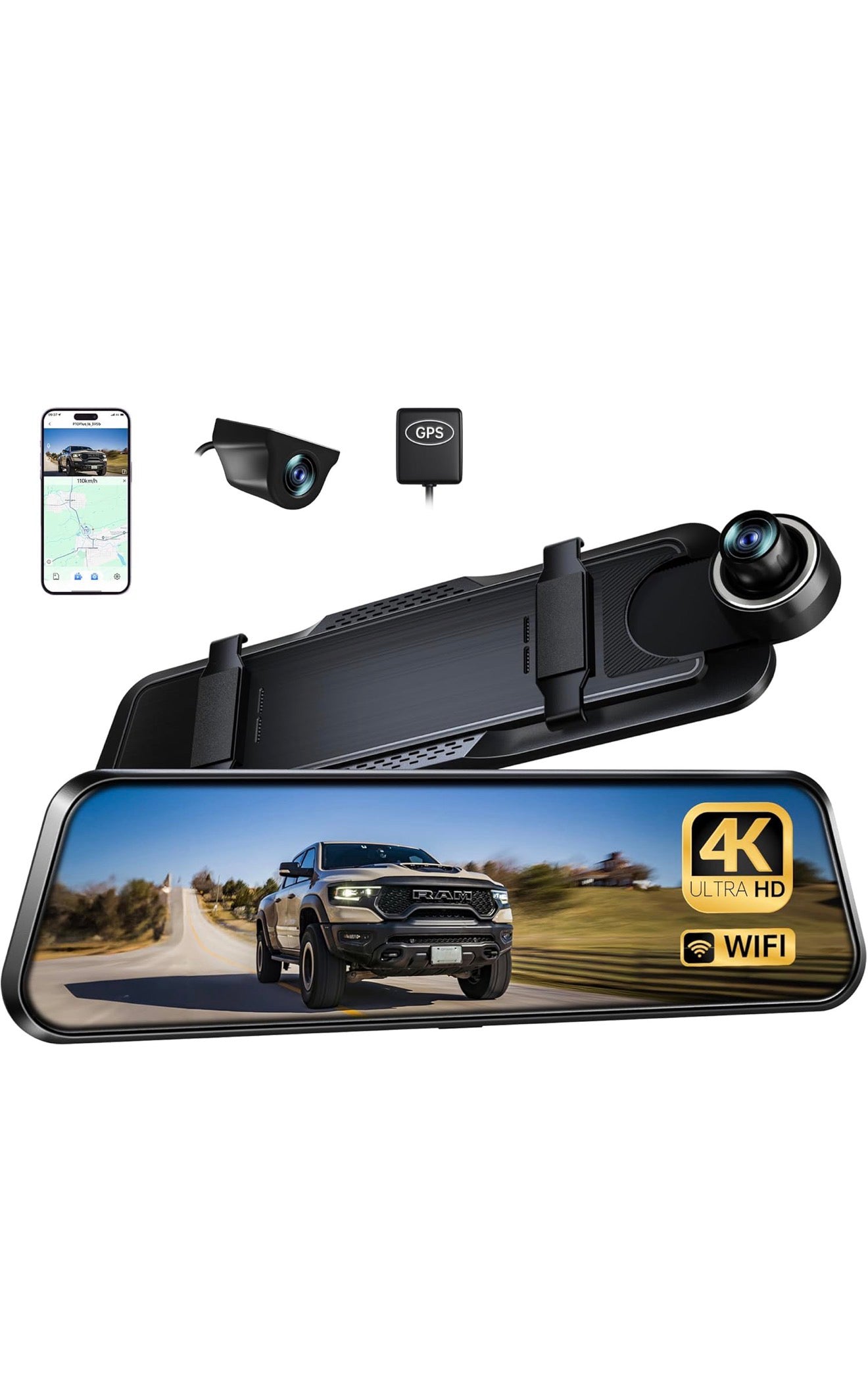 Pelsee P10 Plus | 4K Rear View Mirror Camera