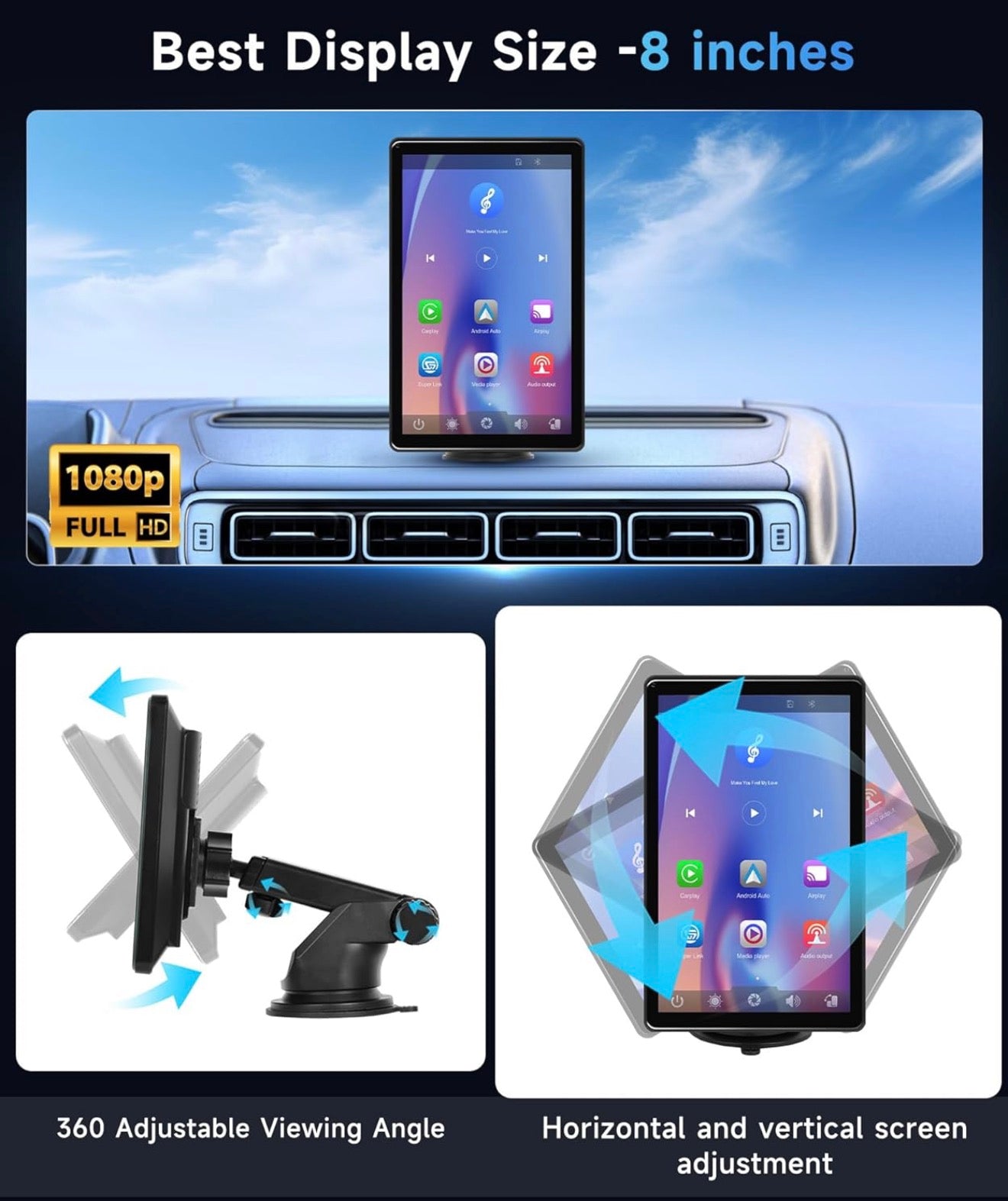 8 inch Wireless CarPlay Screen for Car