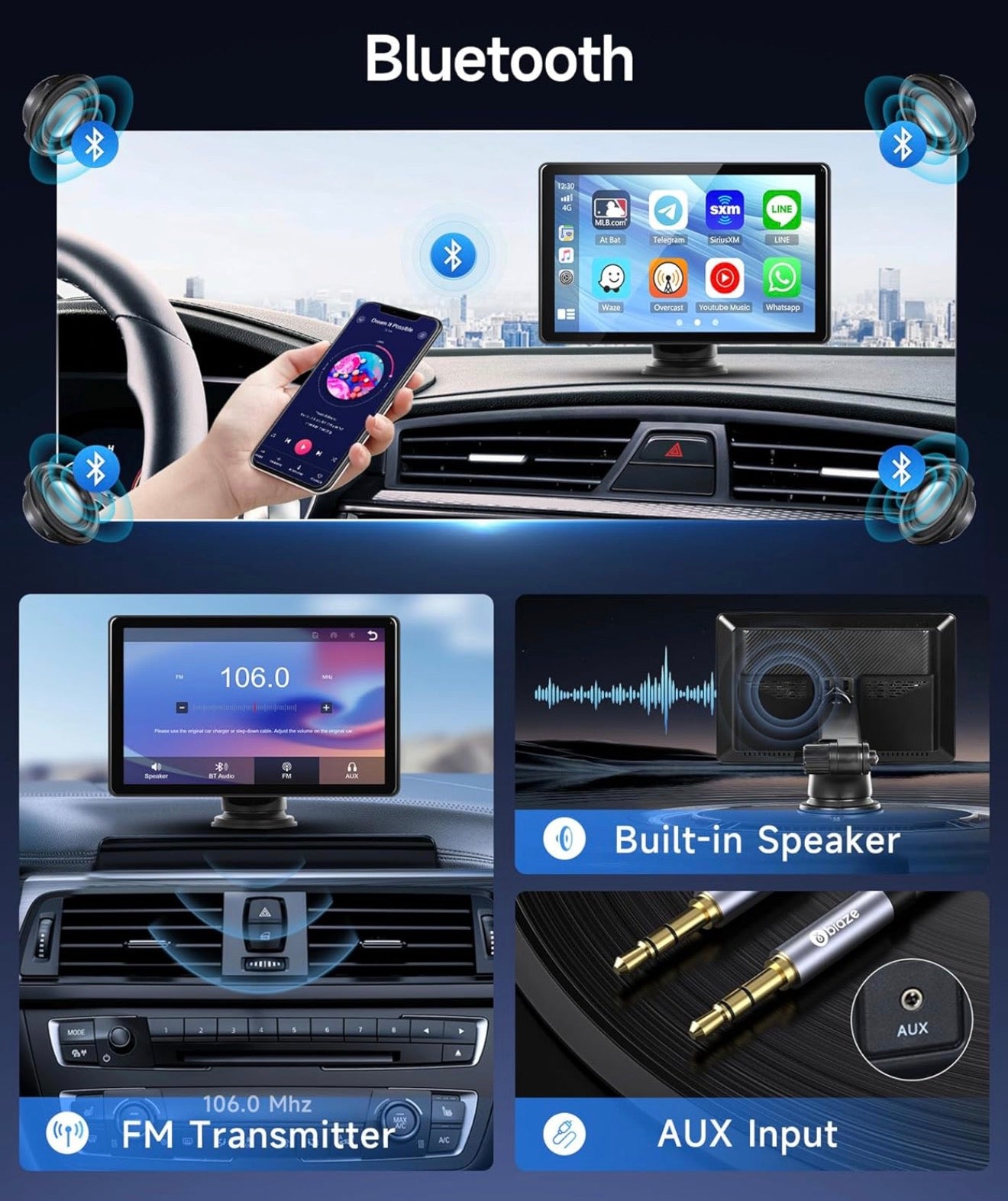 8 inch Wireless CarPlay Screen for Car