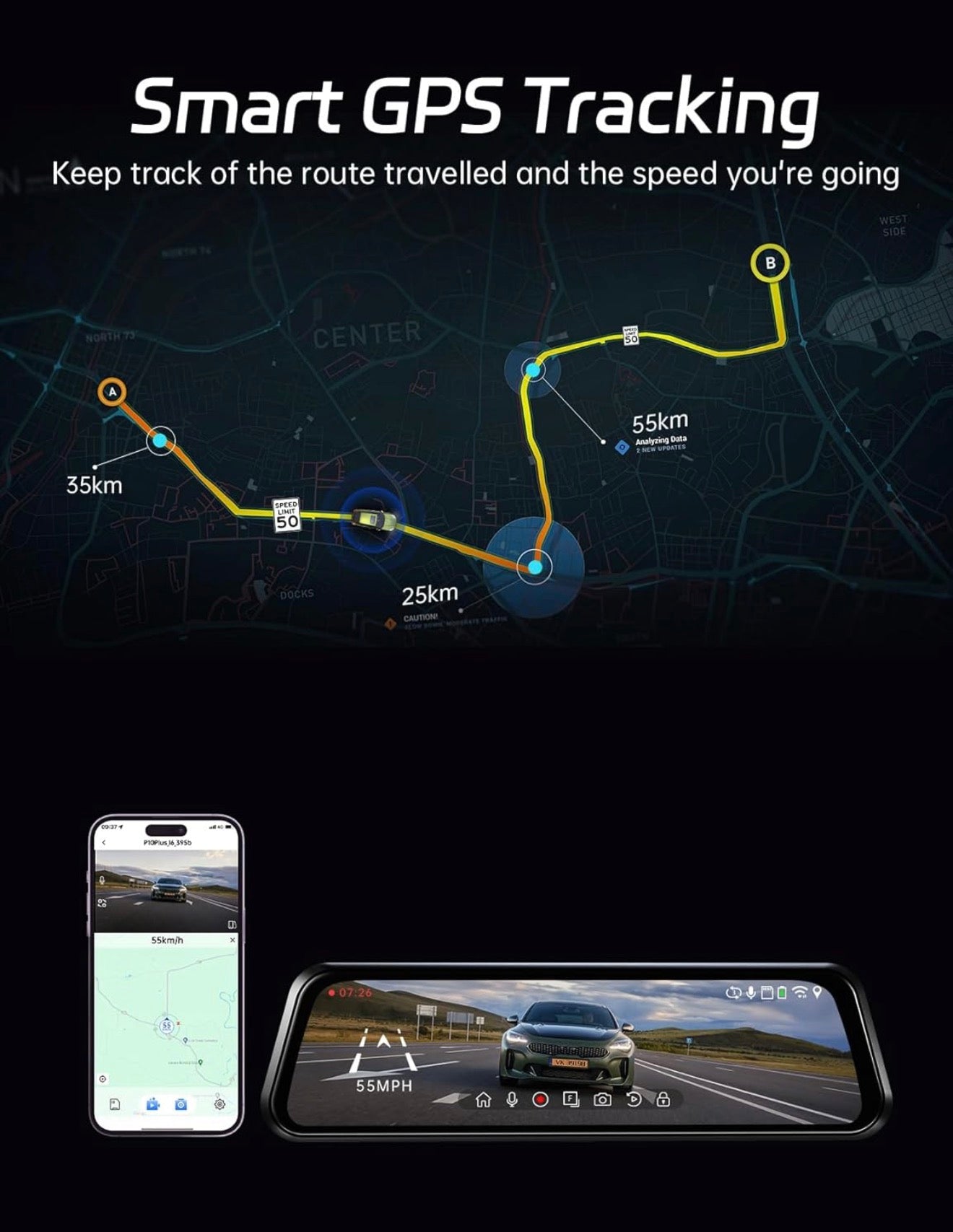 Pelsee P10 Plus | 4K Rear View Mirror Camera